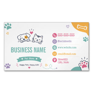 Carte De Visite Magnétique Magasin d'Animaux de Compagnie Personnalisé