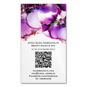 Carte De Visite Magnétique *~* Magenta QR CODE Yummy Gold Gilded AP29