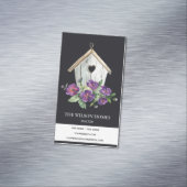CARTE DE VISITE MAGNÉTIQUE MAISON D'OISEAU FLORALE NOIRE RÉALISÉE (In Situ)