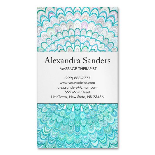 Carte De Visite Magnétique Mandala de fleur de glace (devant Vertical)