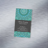 Carte De Visite Magnétique Mandala de fleur de turquoise (In Situ)
