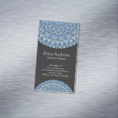 Carte De Visite Magnétique Mandala floral bleu-clair (In Situ)
