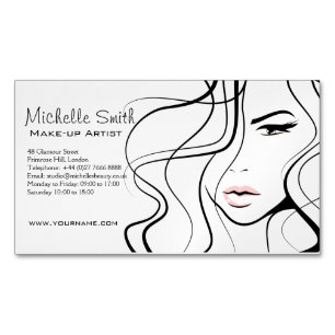 Carte De Visite Magnétique Maquillage féminin minimaliste noir et blanc éléga