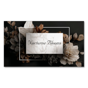 Carte De Visite Magnétique Marbre Blanc Floral Bronze Noir Luxueux Moderne