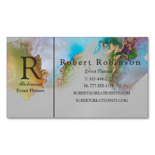 Carte De Visite Magnétique Marbre personnalisé professionnel bleu vert or