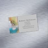 Carte De Visite Magnétique Marbre personnalisé professionnel vert clair bleu  (In Situ)