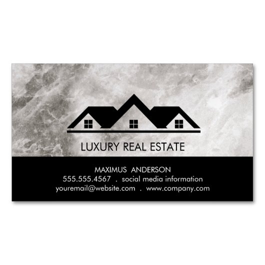 Carte De Visite Magnétique Marbre sur le toit de l'immeuble (devant)