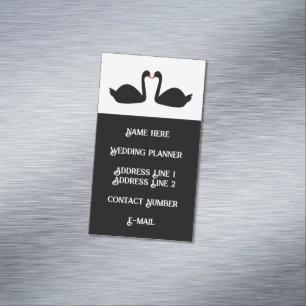 Carte De Visite Magnétique Mariage gothique embrasser Black Swans Wedding pla