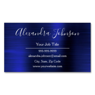 Carte De Visite Magnétique Marine Blue Metallic Foil Entreprise moderne
