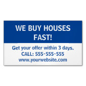 Carte De Visite Magnétique Marketing immobilier simple Nous achetons des mais (devant)