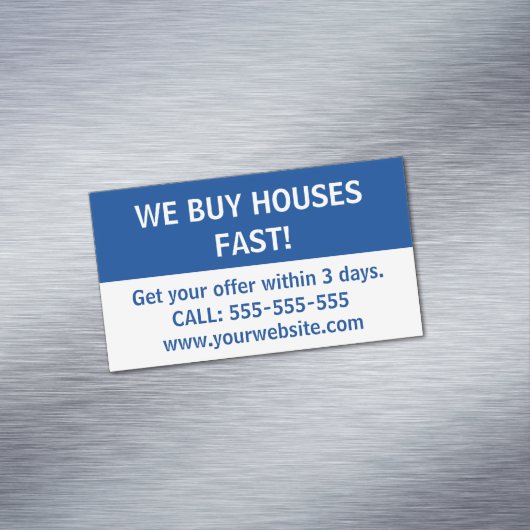 Carte De Visite Magnétique Marketing immobilier simple Nous achetons des mais (In Situ)