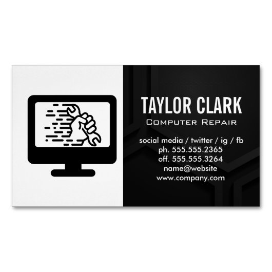 Carte De Visite Magnétique Matériel informatique | Épingle à main (devant)