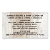 Carte De Visite Magnétique Menuiserie de construction (devant)