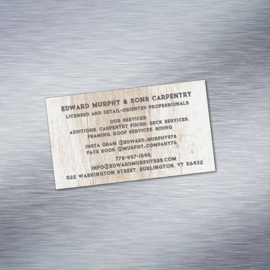 Carte De Visite Magnétique Menuiserie de construction (In Situ)