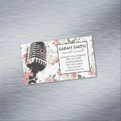 Carte De Visite Magnétique Microphone avec motif floral (In Situ)