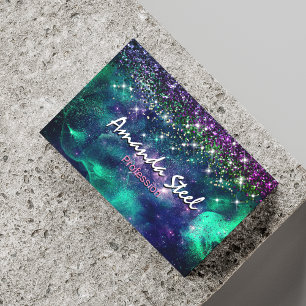 Carte De Visite Magnétique Mignonne parties scintillant vert violet foncé