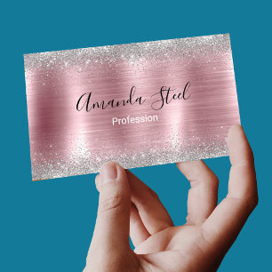 Carte De Visite Magnétique Mignonne rose blush fausse parties scintillant arg