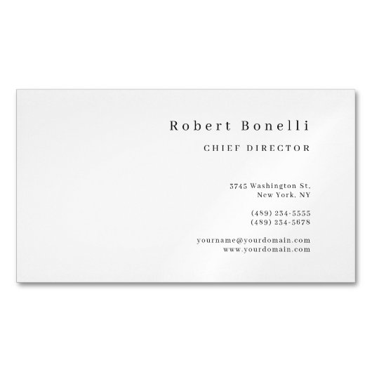 Carte De Visite Magnétique Minimalist Plain White Modern  (devant)