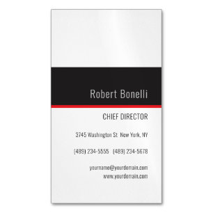 Carte De Visite Magnétique Minimaliste Blanc Rouge Gris Moderne Perle
