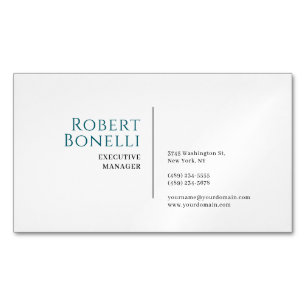 Carte De Visite Magnétique Minimaliste Bleu et Blanc Moderne