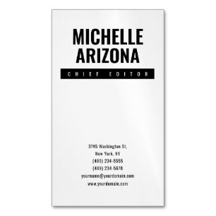 Carte De Visite Magnétique Minimaliste noir & blanc professionnel moderne