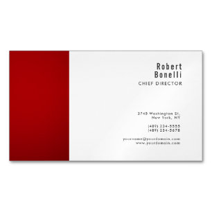 Carte De Visite Magnétique Minimaliste Rouge Blanc Simple Taille Standard Mod