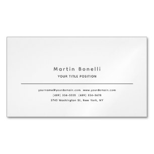 Carte De Visite Magnétique Minimaliste Unique Classique Simple Noir Blanc