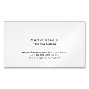 Carte De Visite Magnétique Minimaliste Unique Classique Simple Noir Blanc