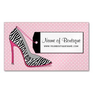Carte De Visite Magnétique Mode Boutique rose noir Zèbre imprimé Chaussures