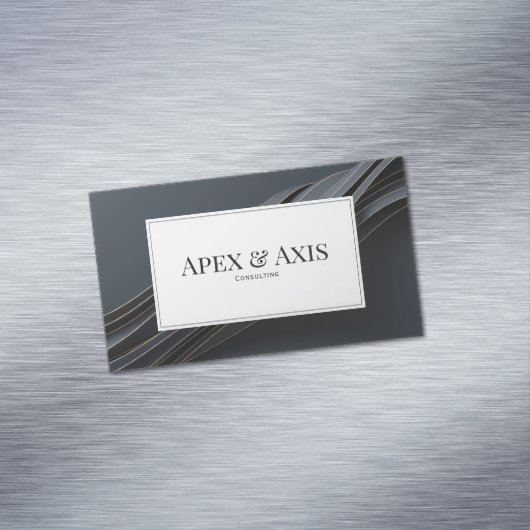 Carte De Visite Magnétique Modern 3D Black and Rose Gold Fluid Waves (In Situ)