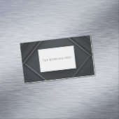 Carte De Visite Magnétique Modern 3D Black Layered Panels Silver Accent (In Situ)