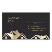 Carte De Visite Magnétique Modern Black & Gold Roofing Construction Repair (devant)