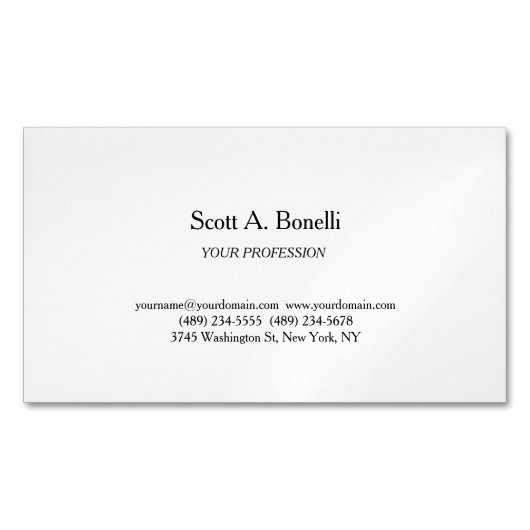 Carte De Visite Magnétique Modern Elegant Plain Simple White Special (devant)