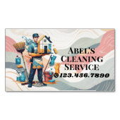 Carte De Visite Magnétique Modern House Cleaning Maid Service Housekeeping (devant)