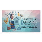 Carte De Visite Magnétique Modern House Cleaning Maid Service Housekeeping (devant)