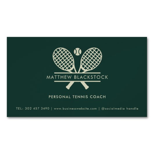 Carte De Visite Magnétique Modern Lawn Tennis Professional Coach Custom (devant)