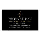 Carte De Visite Magnétique Modern Minimal Electrician Black Gold (devant)