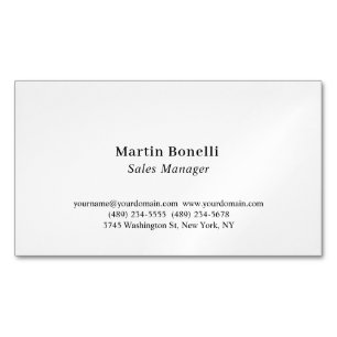Carte De Visite Magnétique Moderne Classique Professionnel Noir & Blanc