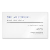 Carte De Visite Magnétique Moderne Élégant Bleu Simple Blanc (devant)