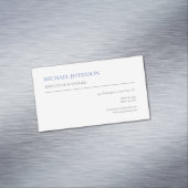 Carte De Visite Magnétique Moderne Élégant Bleu Simple Blanc (In Situ)