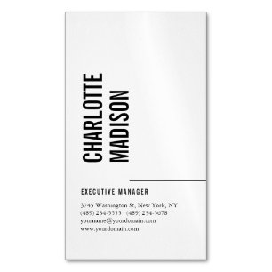 Carte De Visite Magnétique Moderne Simple Noir Blanc Tendance Minimaliste Sim