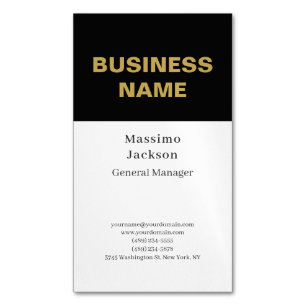 Carte De Visite Magnétique Moderne Simple Tendance Minimaliste Noir Blanc Or