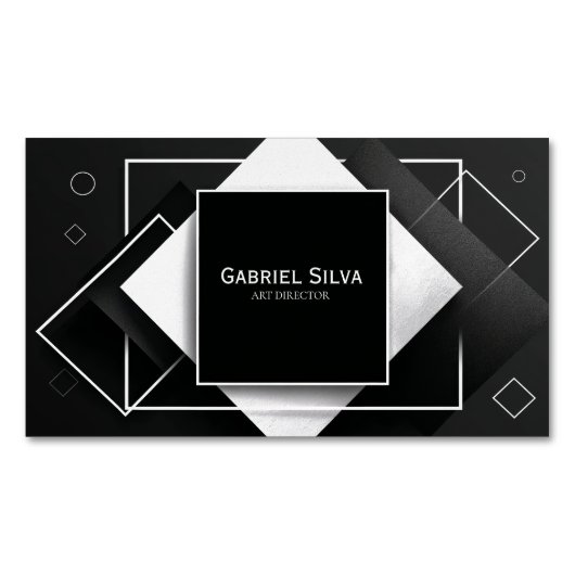 Carte De Visite Magnétique Moderne texturé géométrique noir et blanc (devant)