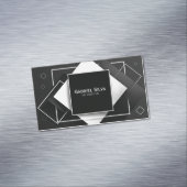 Carte De Visite Magnétique Moderne texturé géométrique noir et blanc (In Situ)