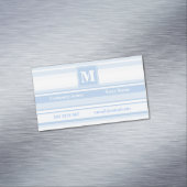 Carte De Visite Magnétique Monogramme Bleu rayures (In Situ)