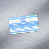 Carte De Visite Magnétique Monogramme ciel bandes bleues (In Situ)