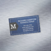 Carte De Visite Magnétique Monogramme | Cuir bleu pointillé et Patch (In Situ)