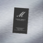 Carte De Visite Magnétique monogramme de calligraphie noir & blanc tendance (In Situ)