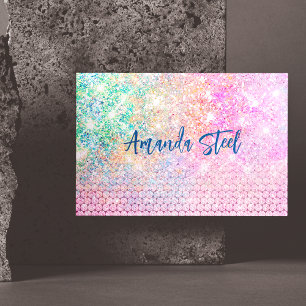 Carte De Visite Magnétique monogramme de la fausse parties scintillant rose u