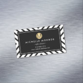 Carte De Visite Magnétique Monogramme d'or Motif rétro (In Situ)